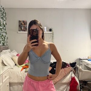 Garage Light Blue Lace Trim Cami Top